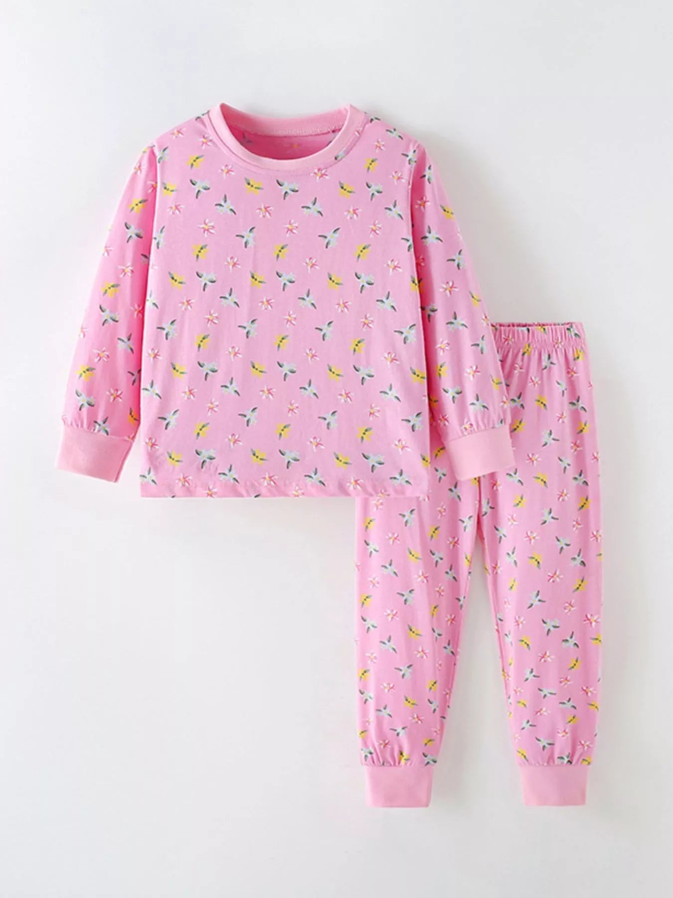 Children's Floral Print Long Sleeve Top and Pants Set