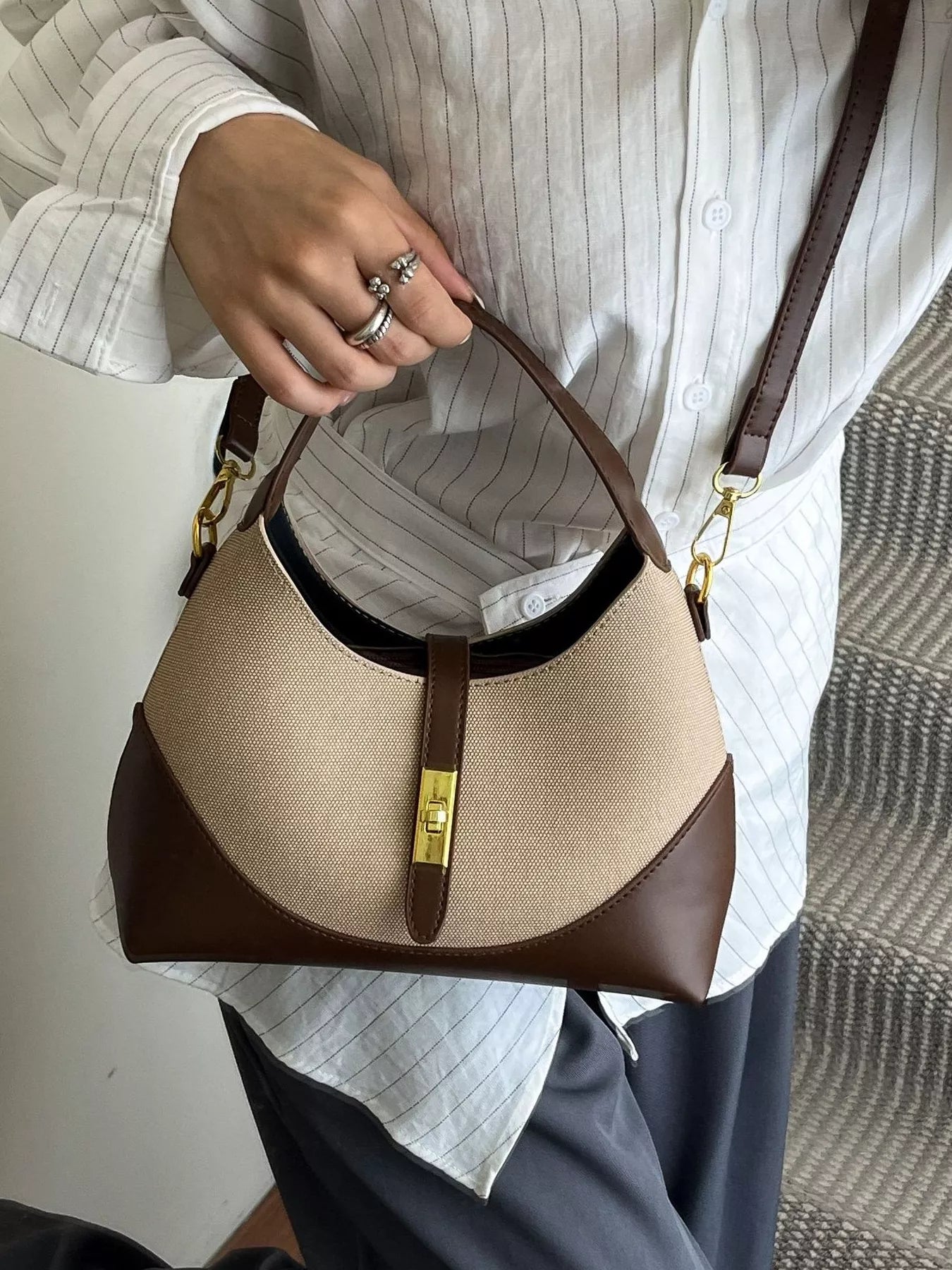 Buckle Decor Crossbody Bag