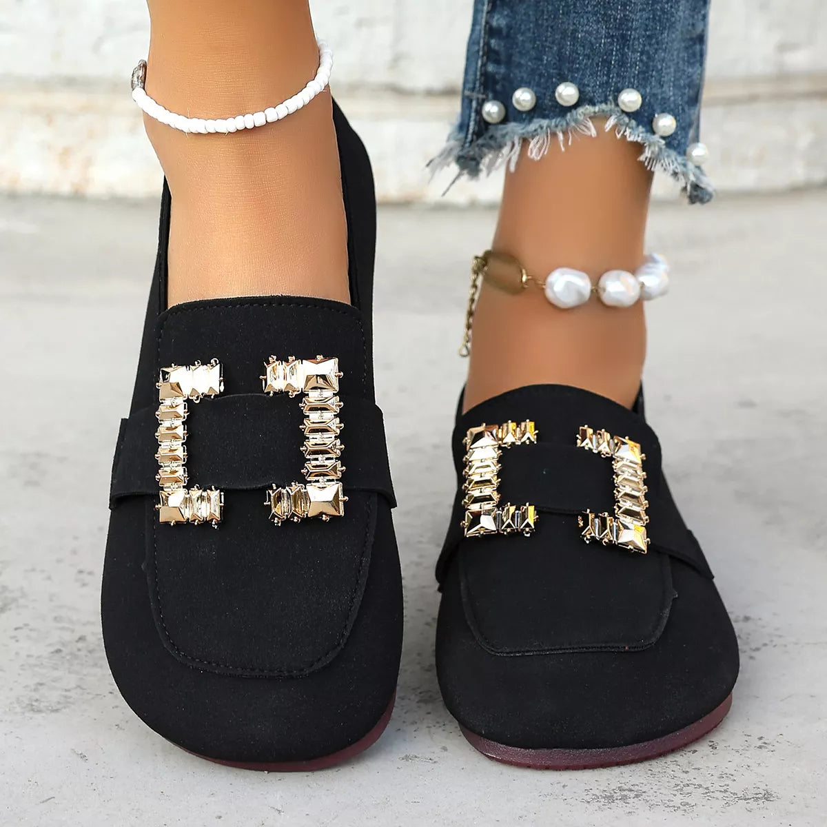 Decor Buckle Round Toe Slip-On