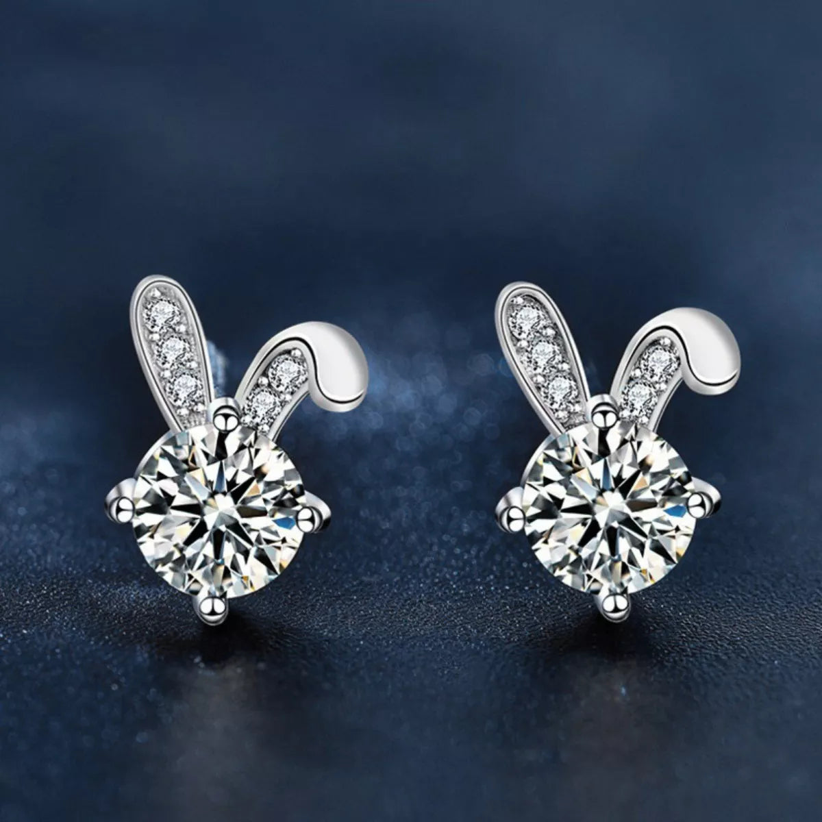 Moissanite 925 Sterling Silver Rabbit Stud Earrings