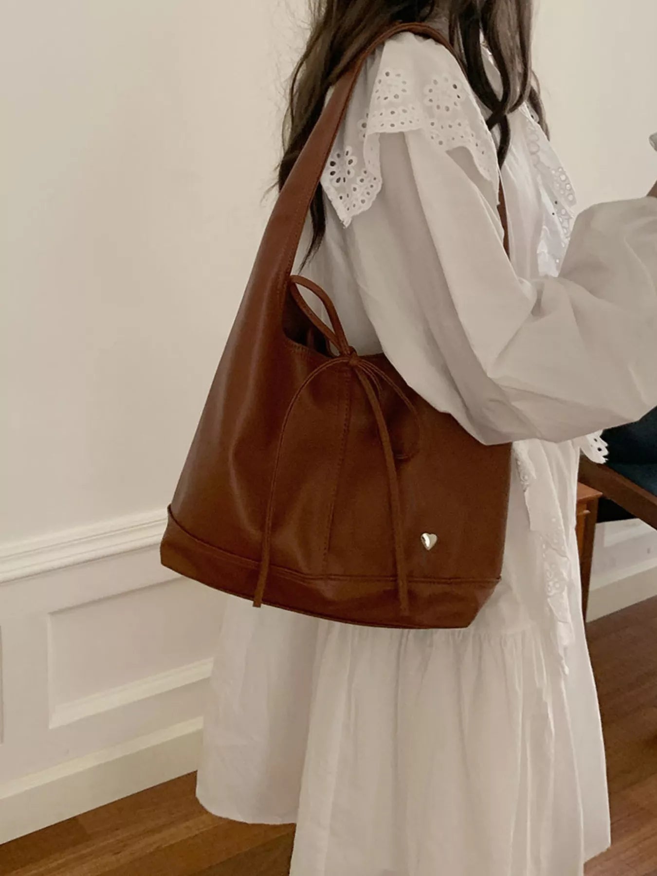 Leather Tied Shoulder Bag