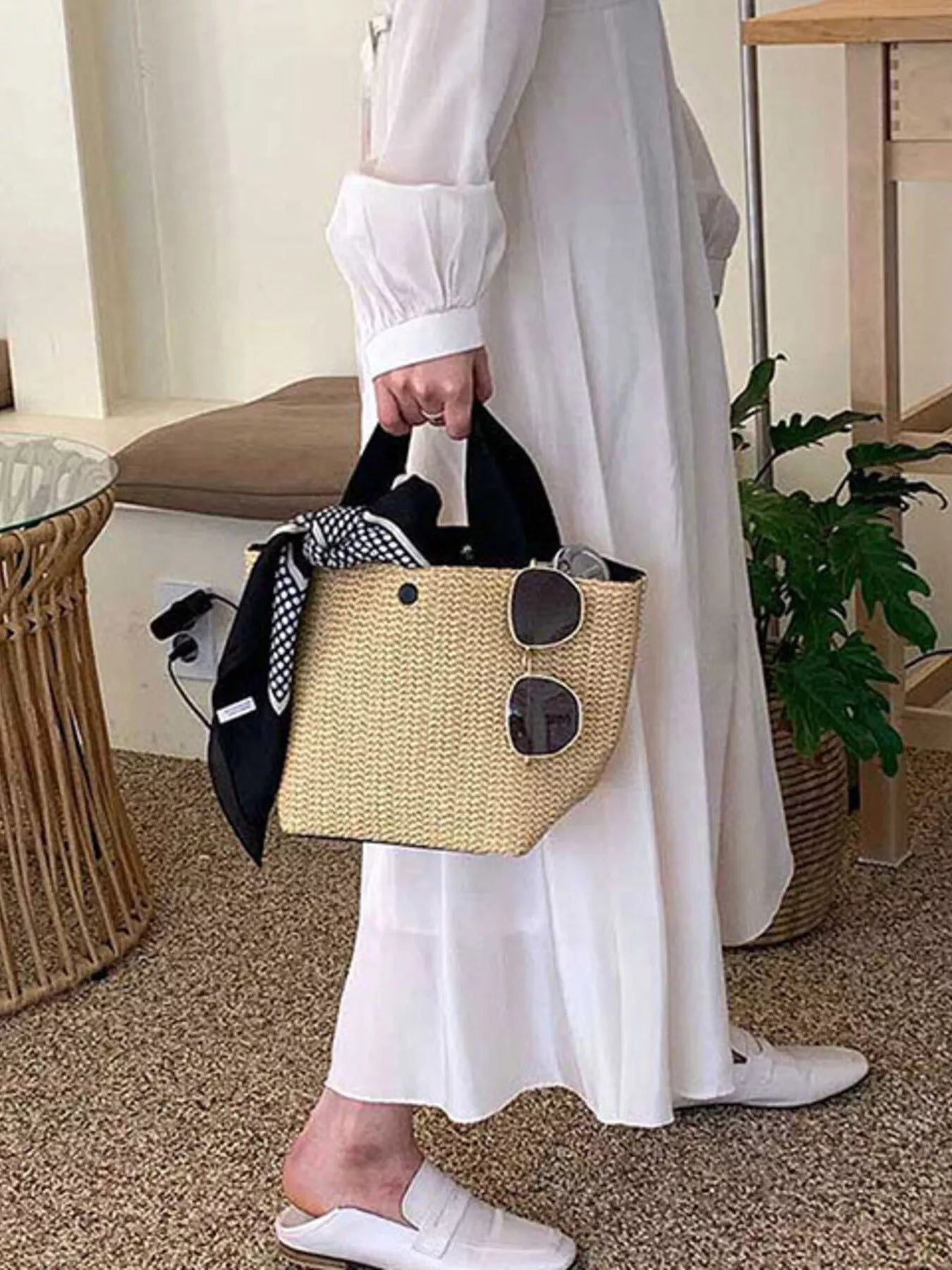 Woven Straw Tote Bag