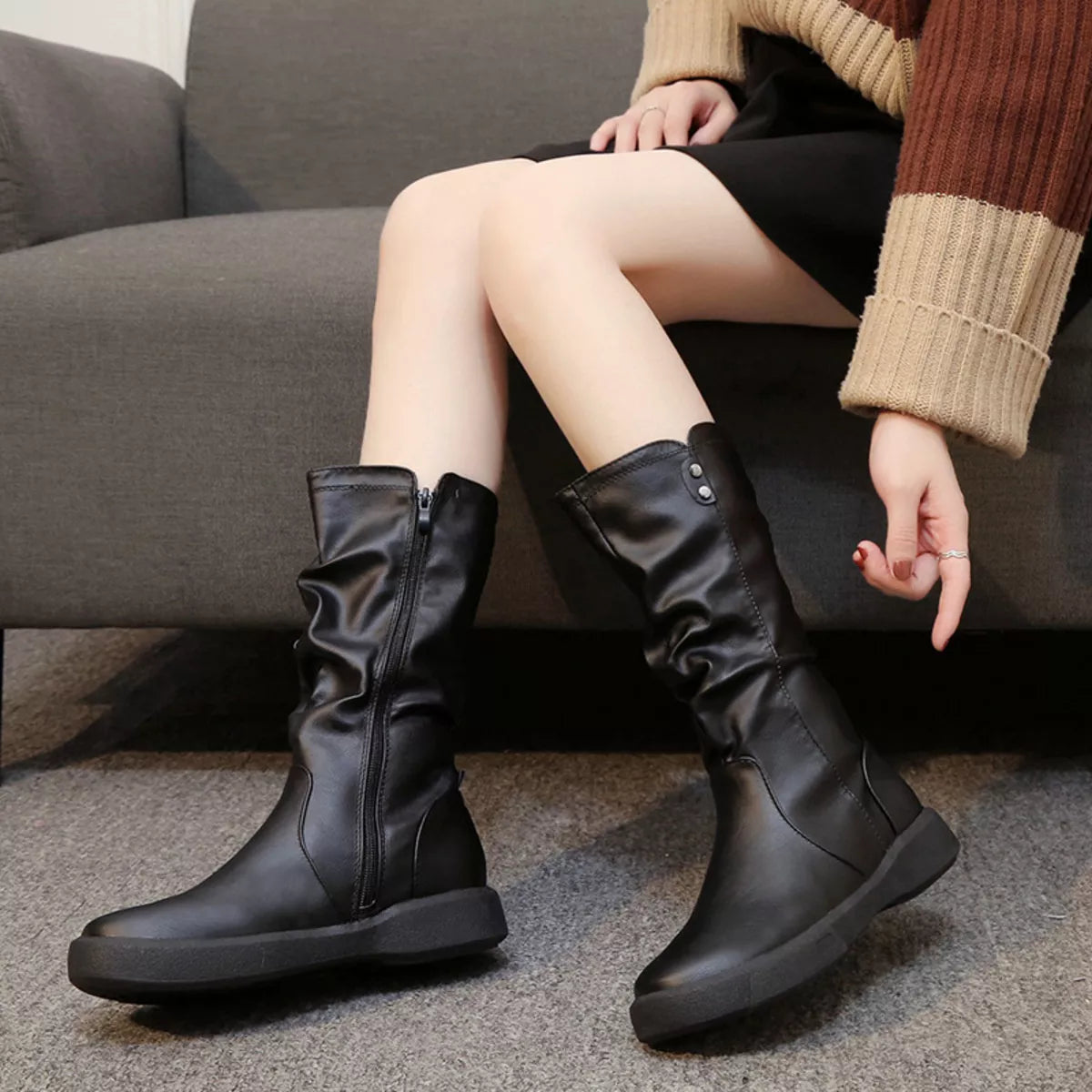 Round Toe Platform Boots