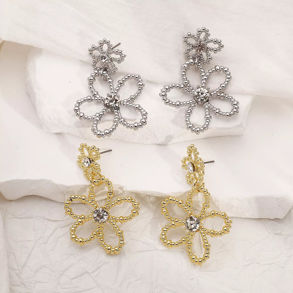 Alloy Floral Drop Earrings