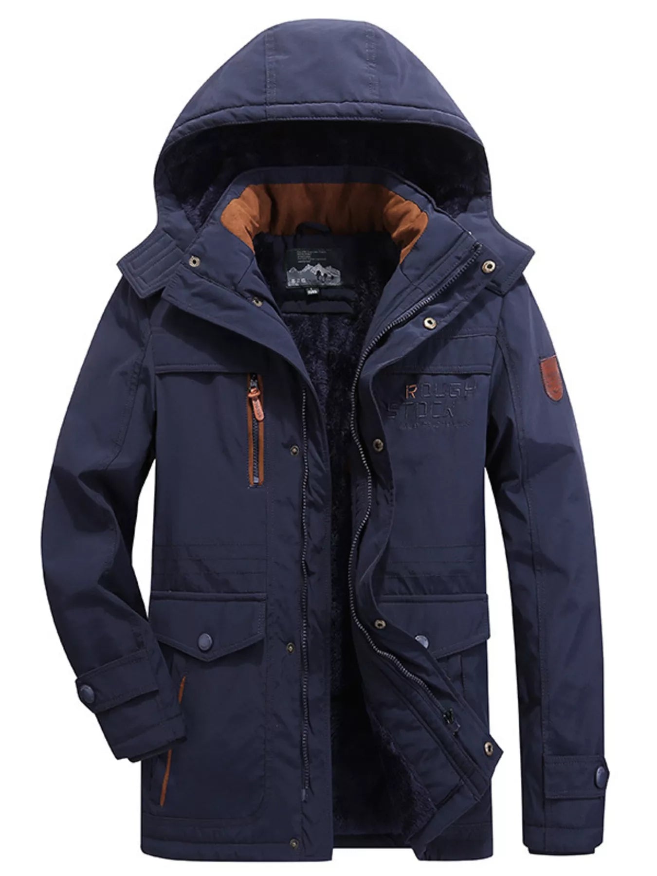 Men's Plus Size Winter Zip Up Hooded Parka Jacket