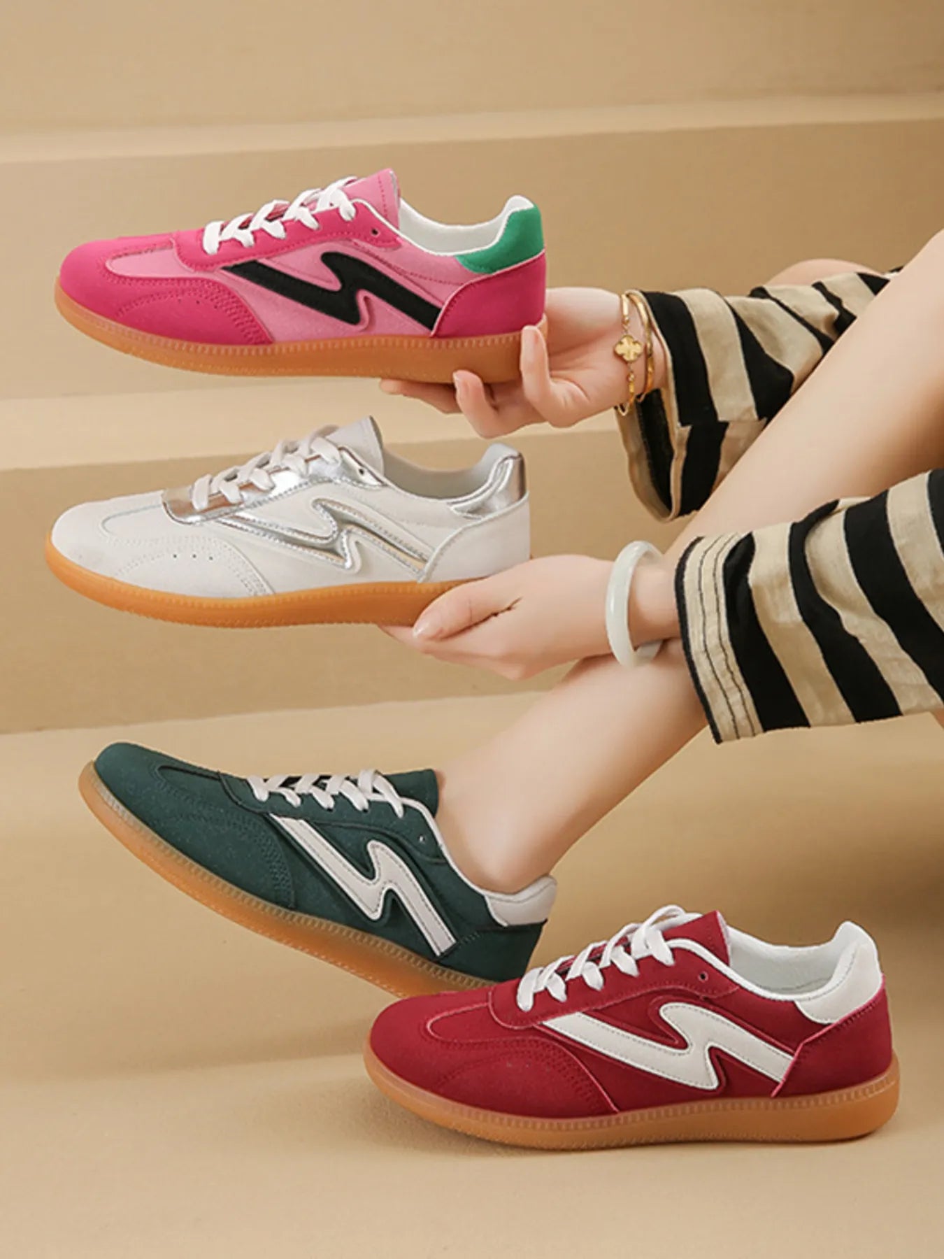 Round Toe Lace Up Sneakers