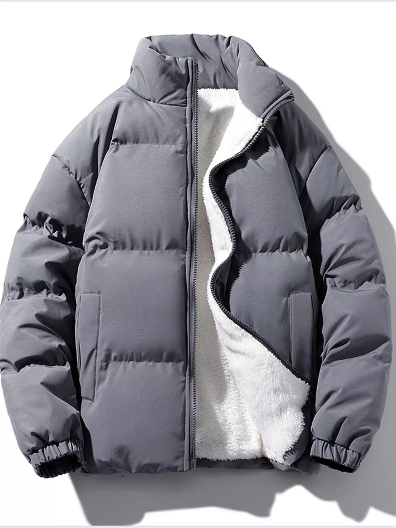 Men's Plus Size Zip Up Sherpa Lined Puffer Jacket
