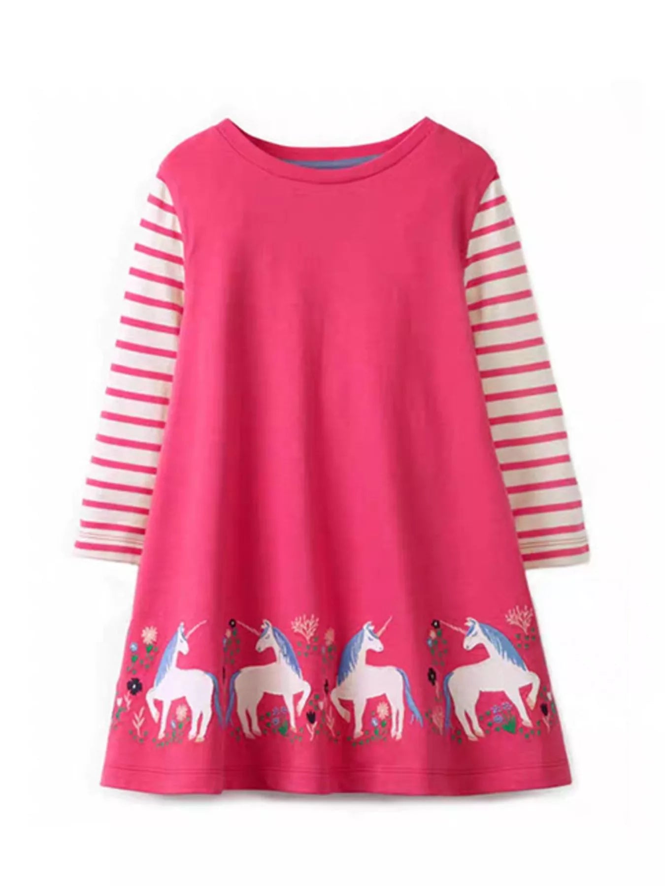 Children's Unicorn Print Long Sleeve Casual Dress