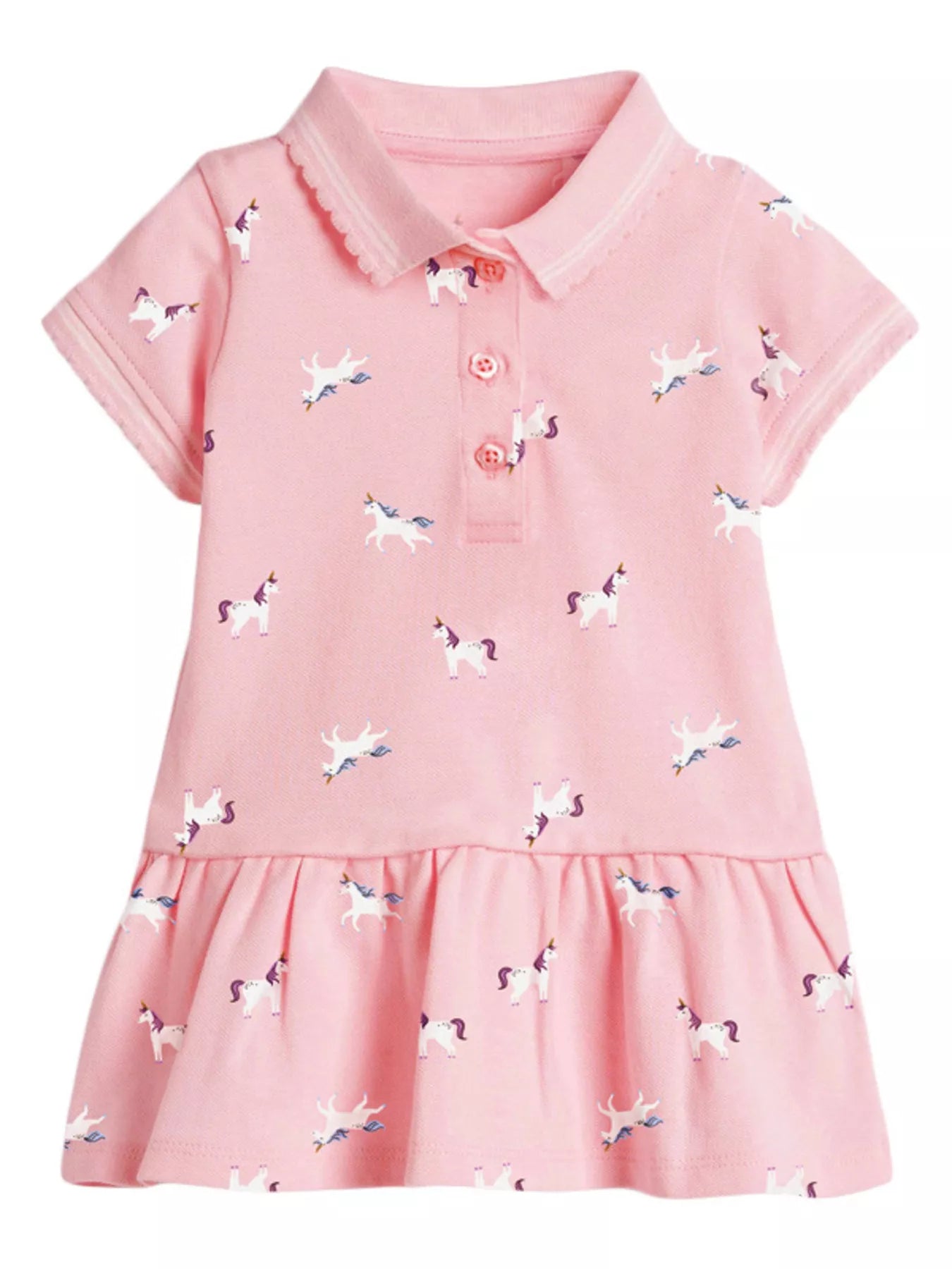 Children's Button Detail Short Sleeve Dress