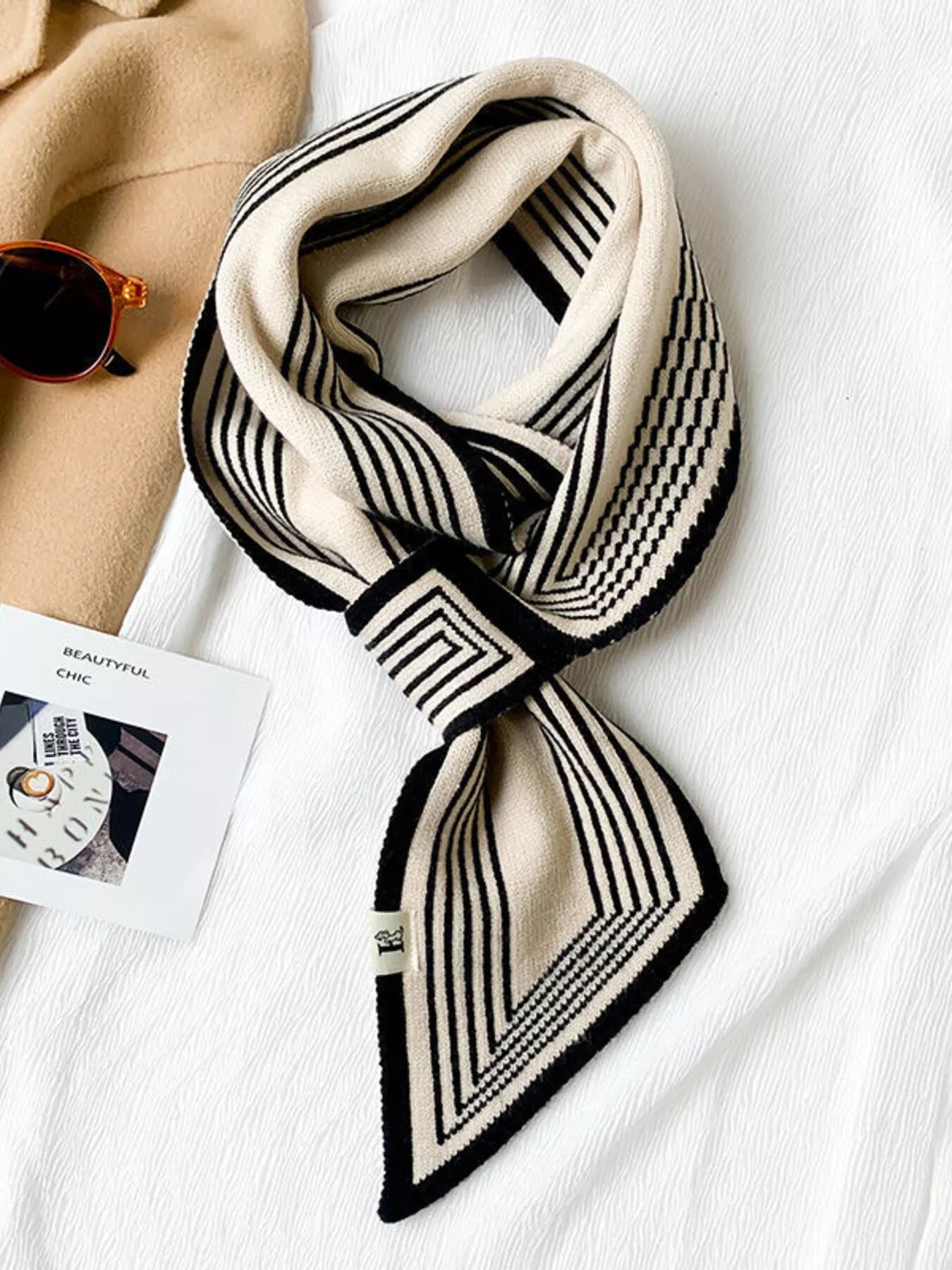 Striped Knitted Winter Scarf