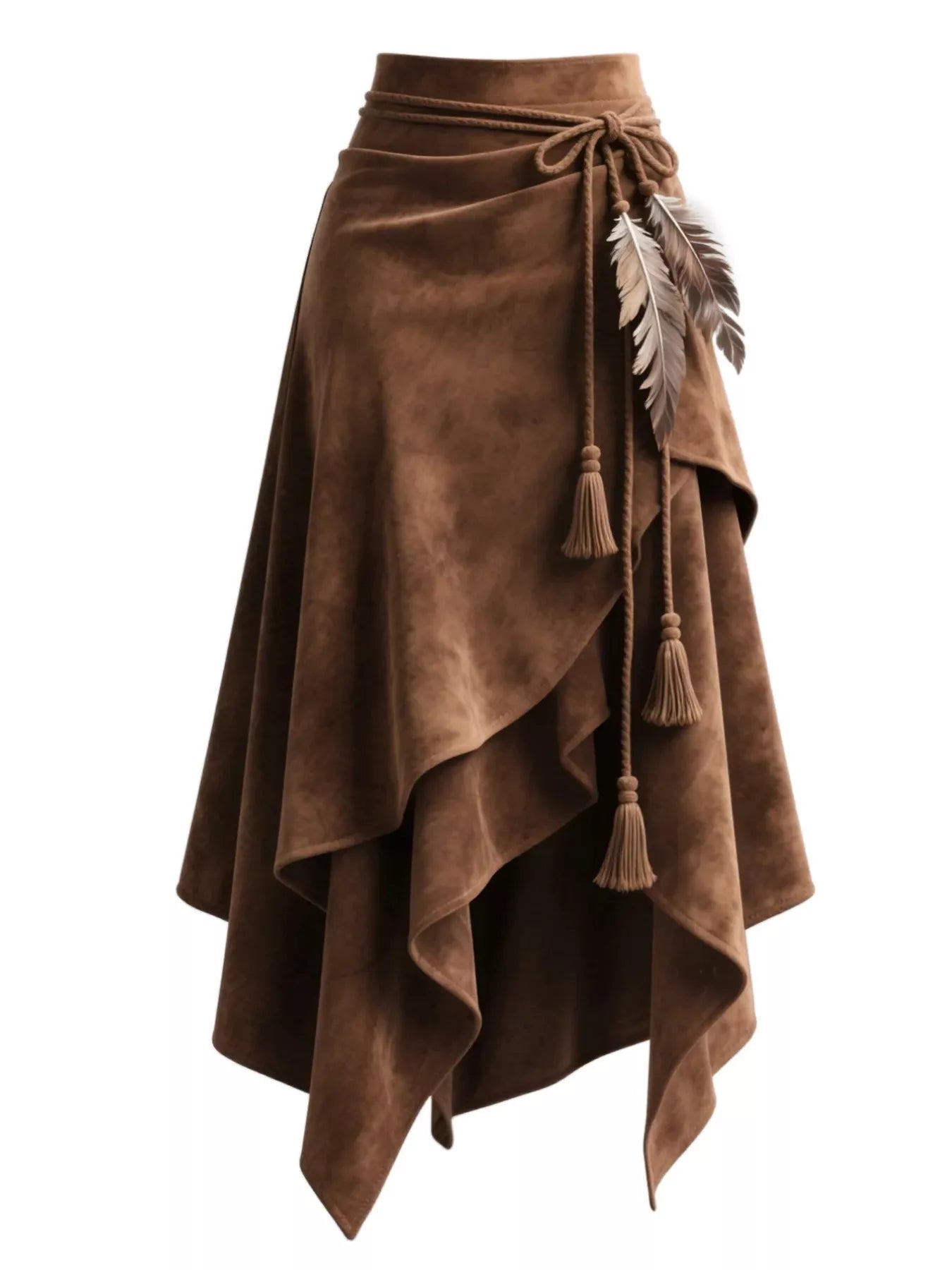 Full Size Tassel Suede Asymmetrical Skirt Plus Size
