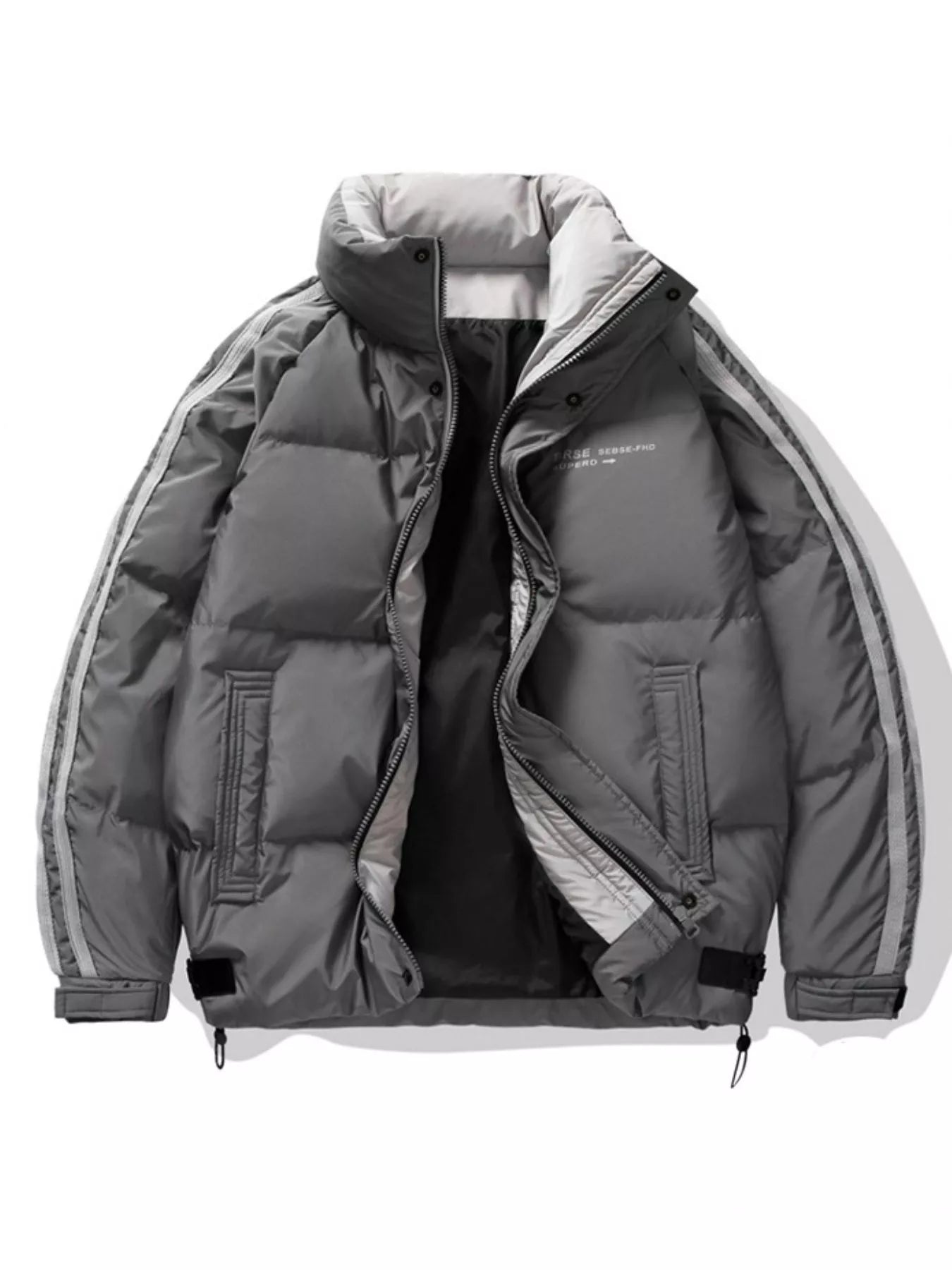 Men's Plus Size Striped Padded Puffer Jacket