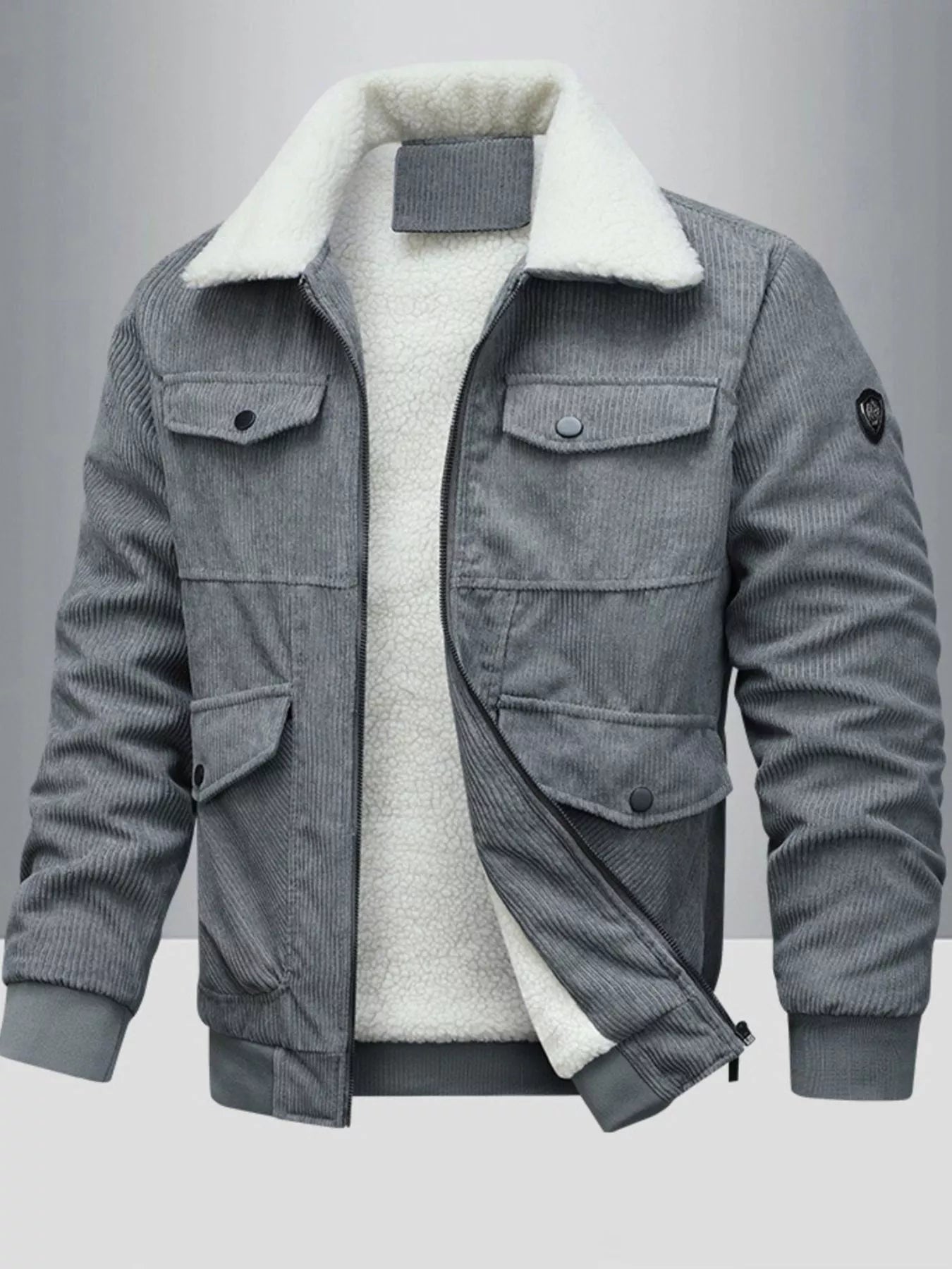 Men's Full Size Corduroy Sherpa Lined Winter Jacket Plus Size