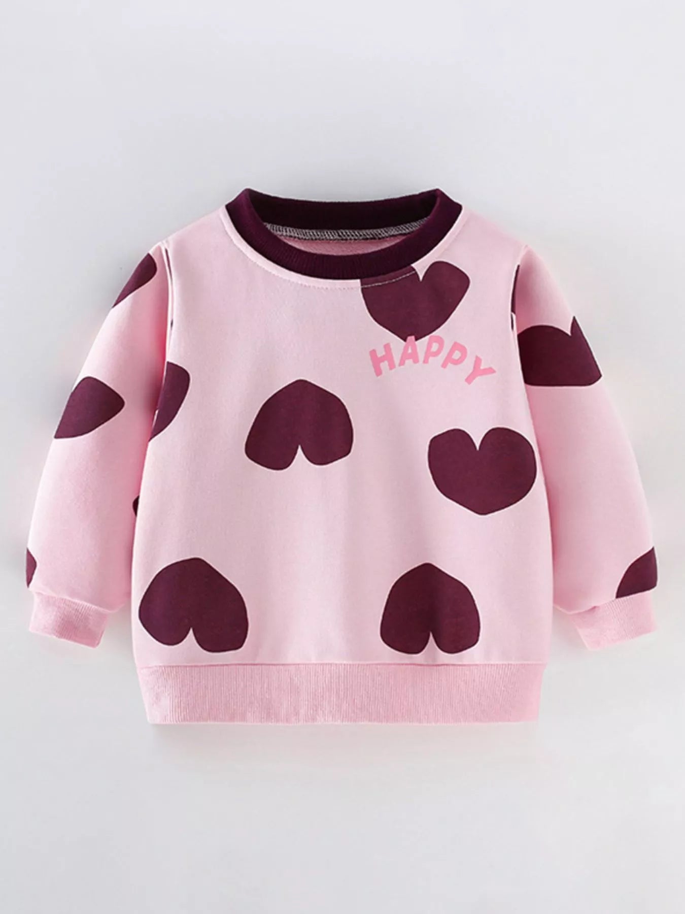 Children's Heart Print Round Neck Sweatshirt