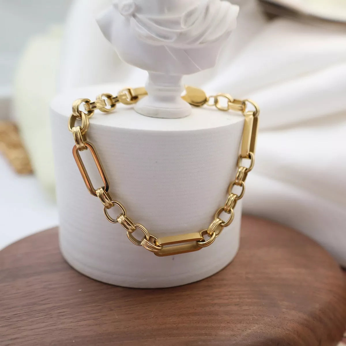 18K Gold-Plated Chunky Gold Chain Link Bracelet