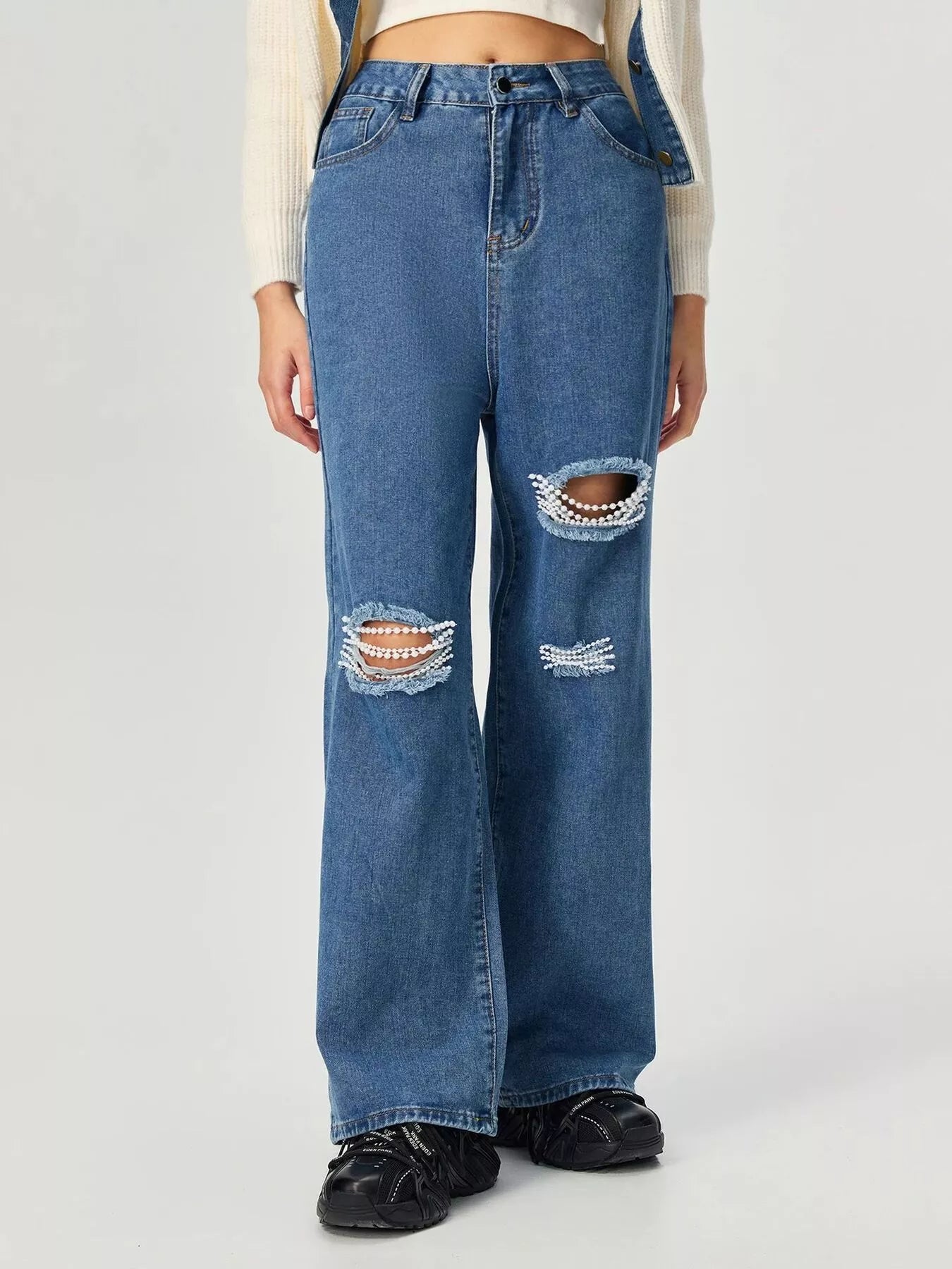 Distressed Wide Leg Jeans