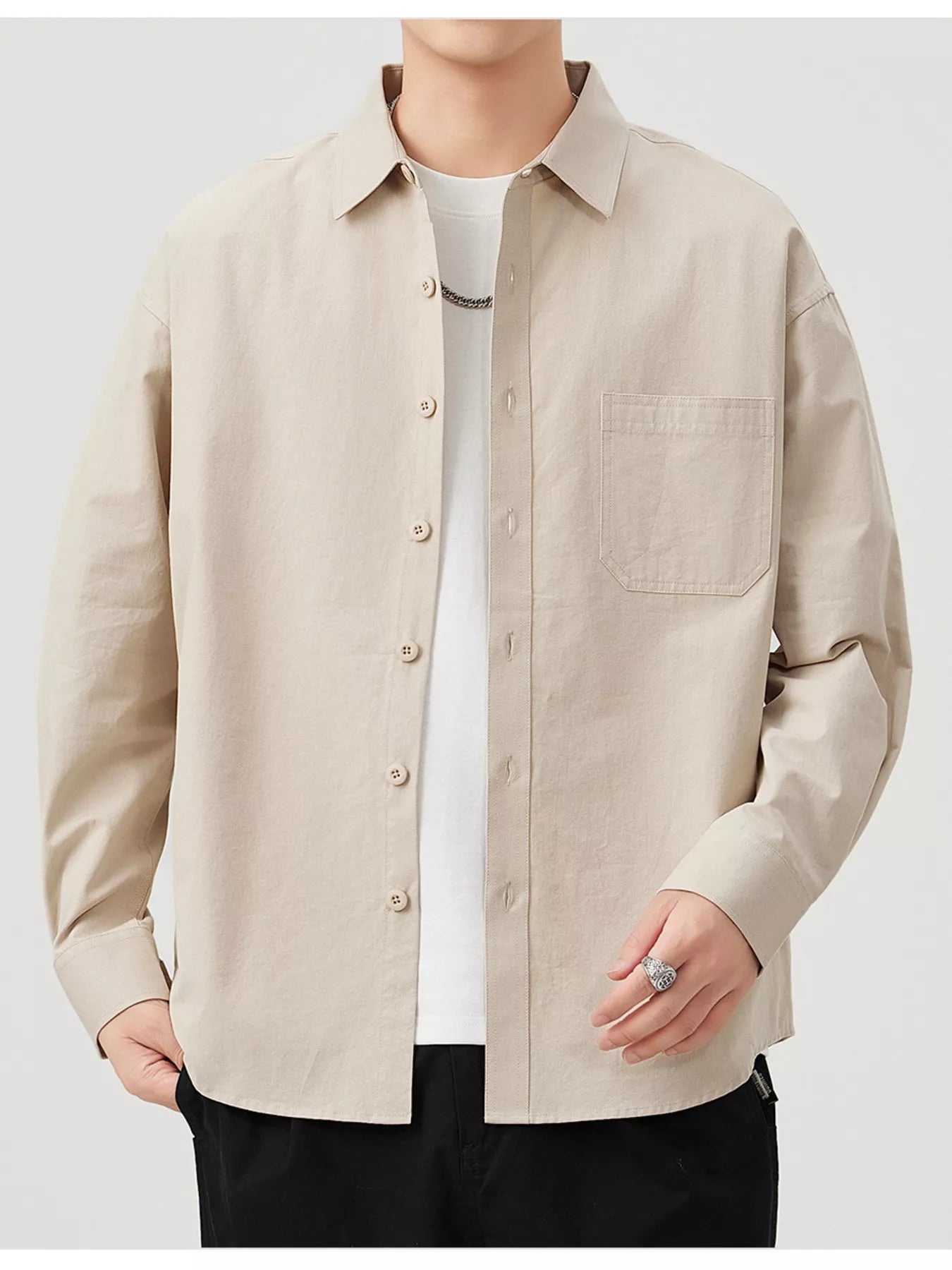 Men's Plus Size Button Up Long Sleeve Shirt