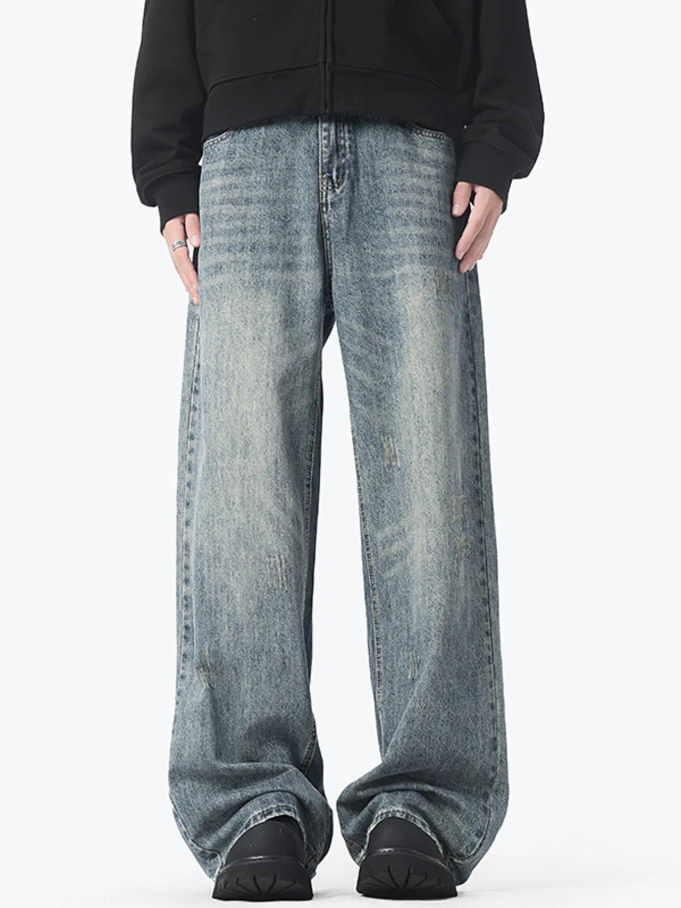 Men's Vintage Wash Wide Leg Jeans