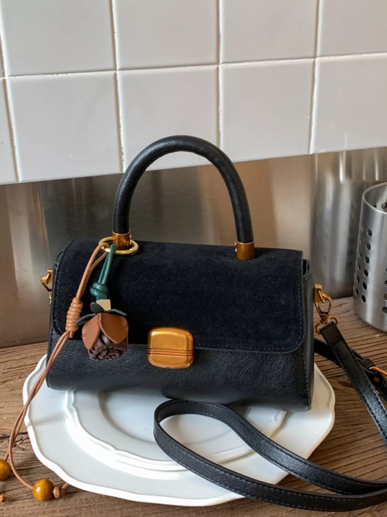 Flap Crossbody Bag with Charm