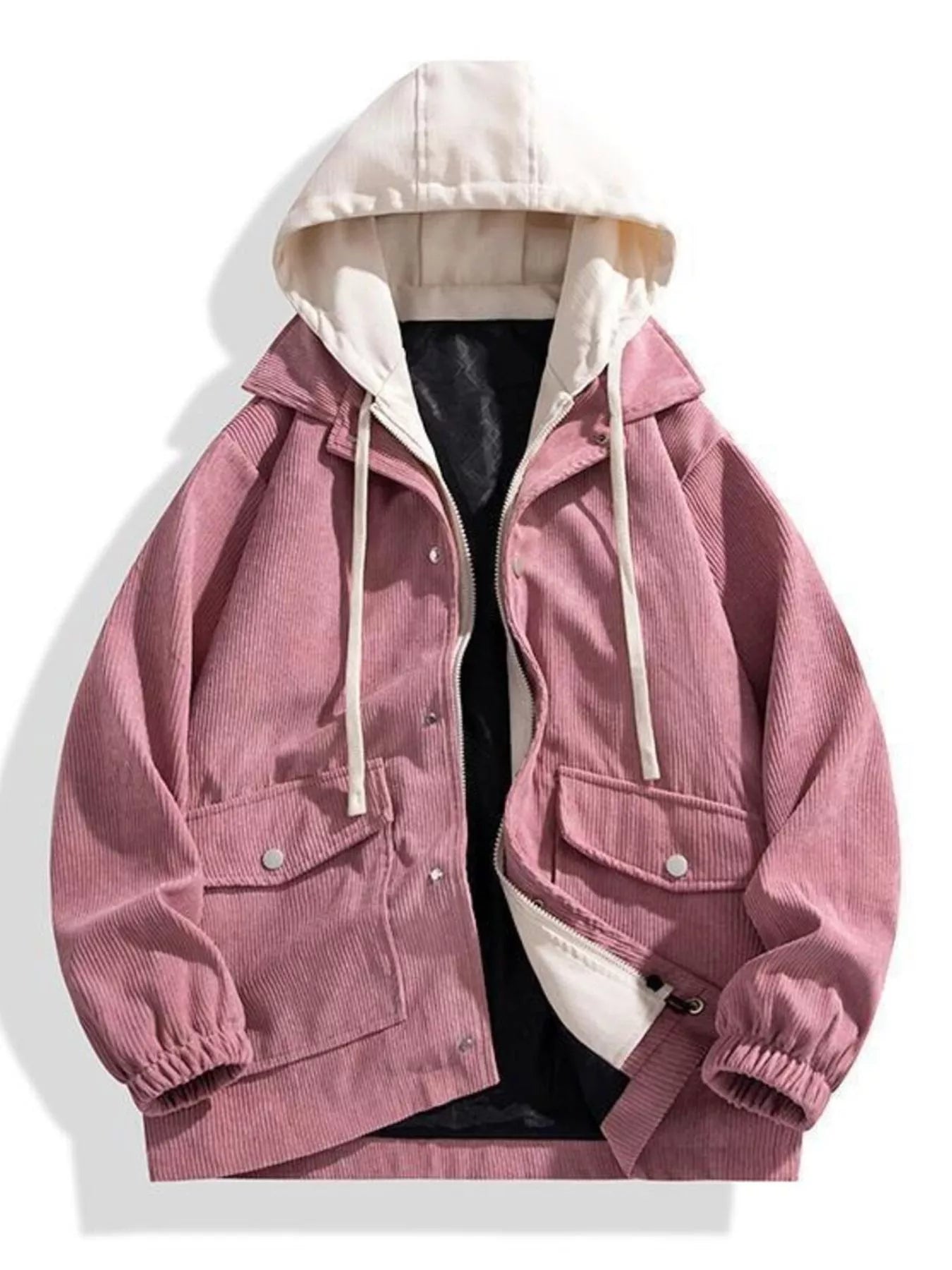 Men's Plus Size Casual Corduroy Hooded Jacket