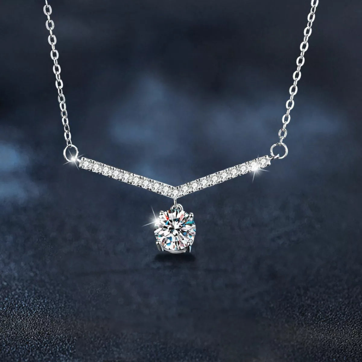 1 Carat Moissanite 925 Sterling Silver Necklace