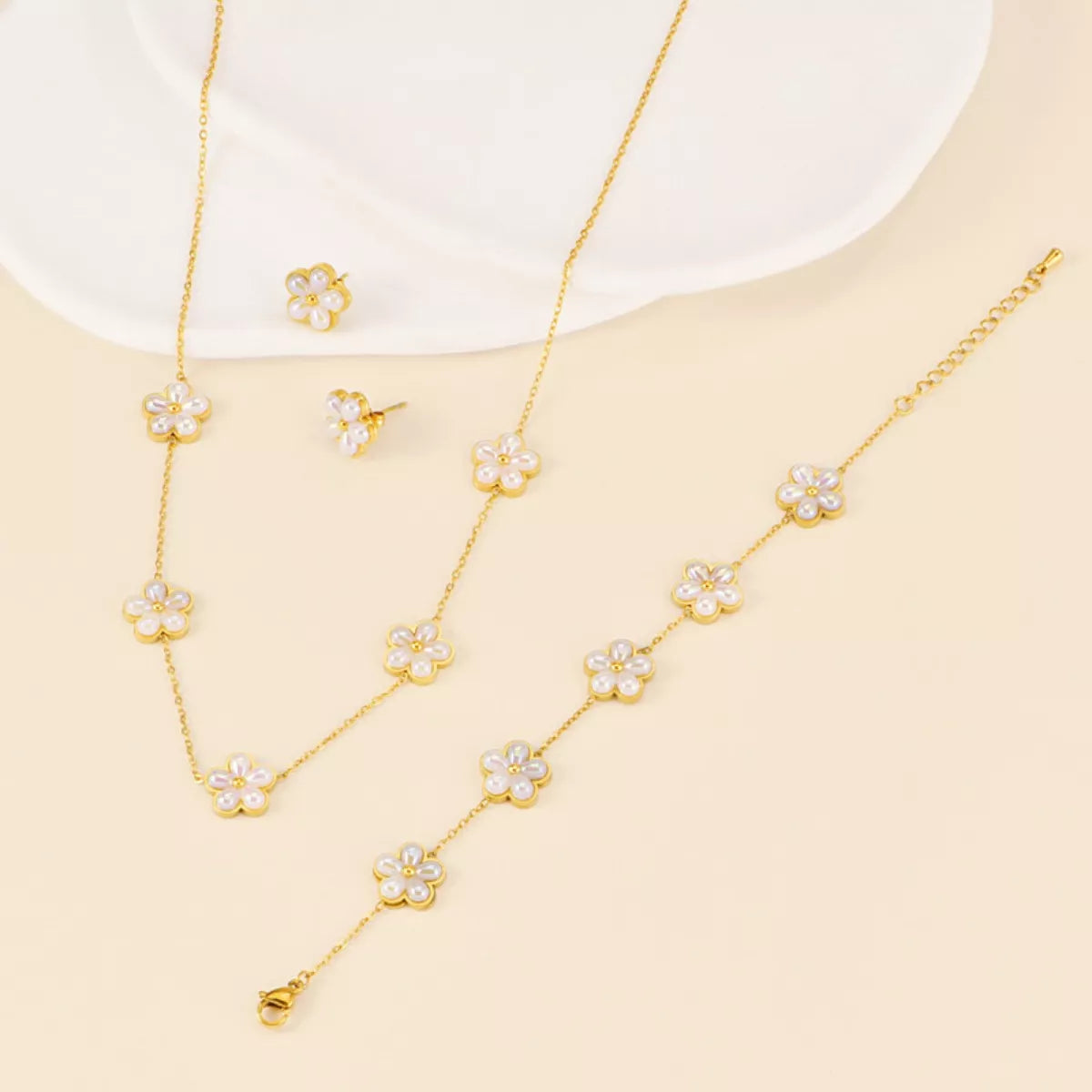 18K Gold-Plated Flower Jewelry Set