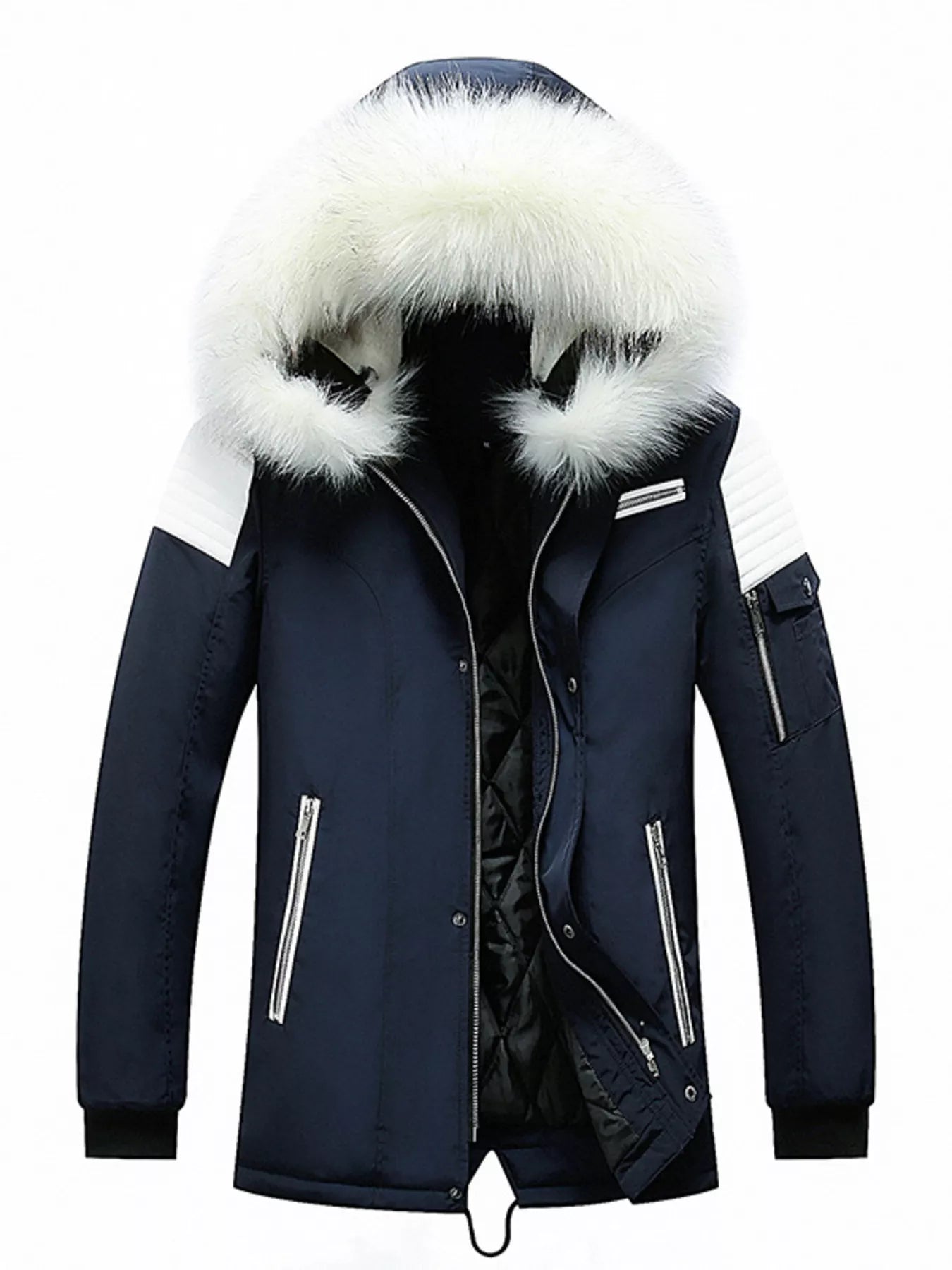 Men's Plus Size Fur Hooded Winter Parka Jacket