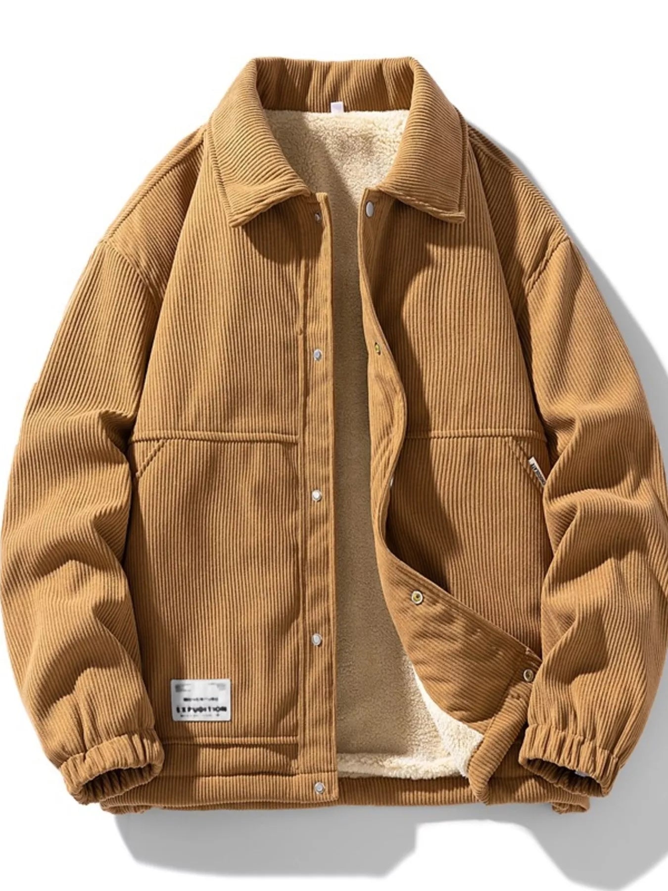 Men's Plus Size Corduroy Sherpa Lined Trucker Jacket