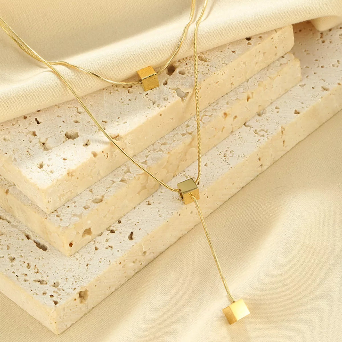 18K Gold-Plated Double Layered Geometric Necklace