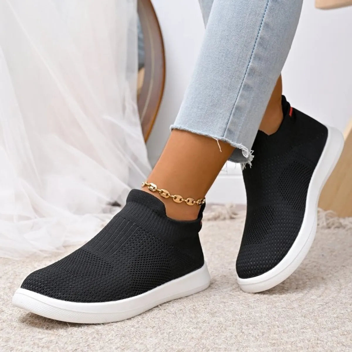 Breathable Knit Slip-Ons