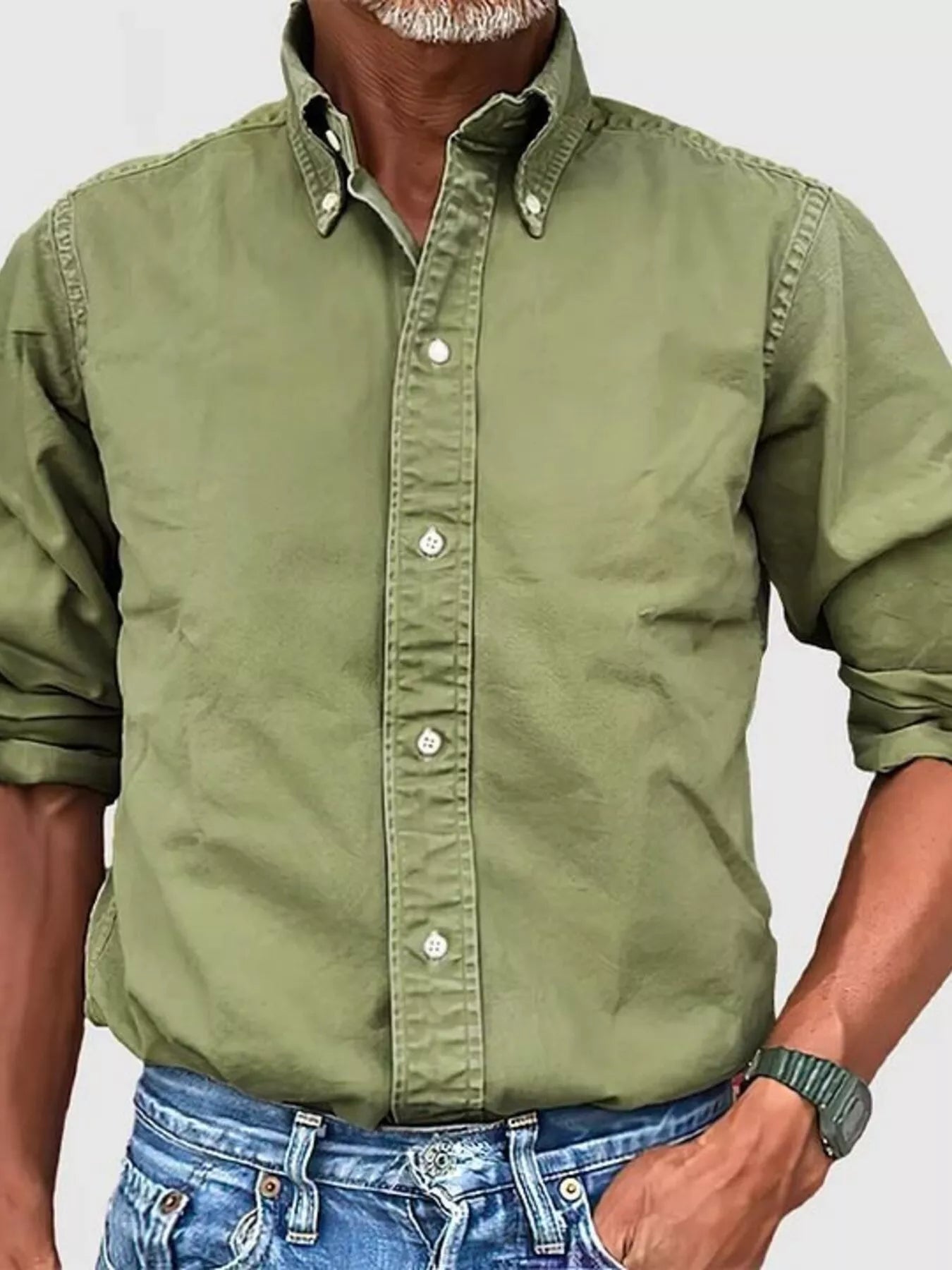 Men's Full Size Casual Button-Down Shirt Plus Size