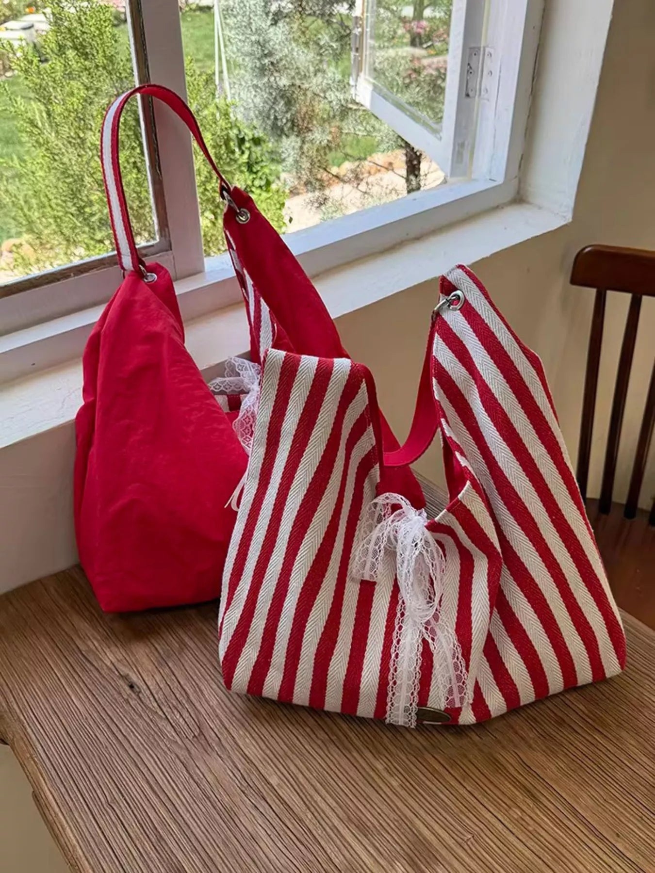 Striped Canvas Tote Bag