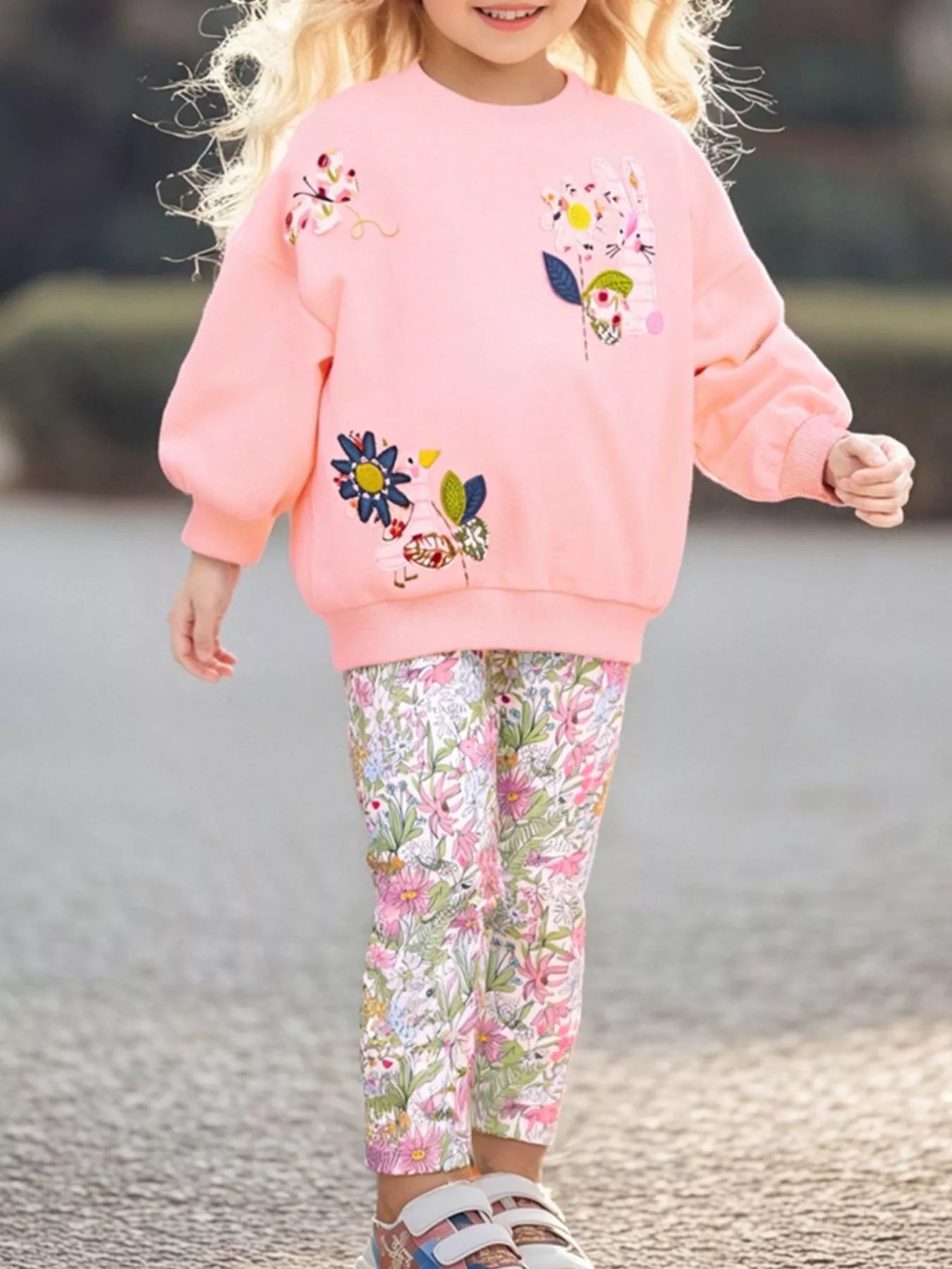 Children's Floral Sweatshirt &amp; Leggings Set