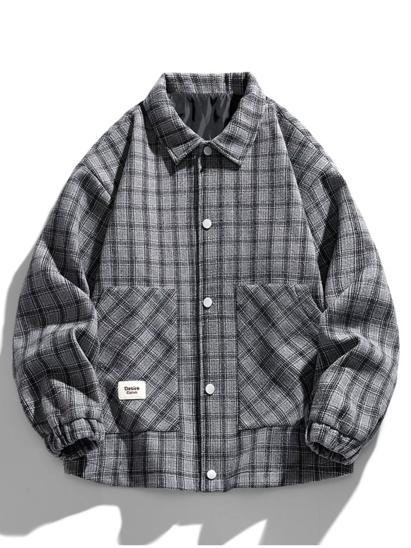 Men's Plus Size Casual Plaid Button-Up Jacket