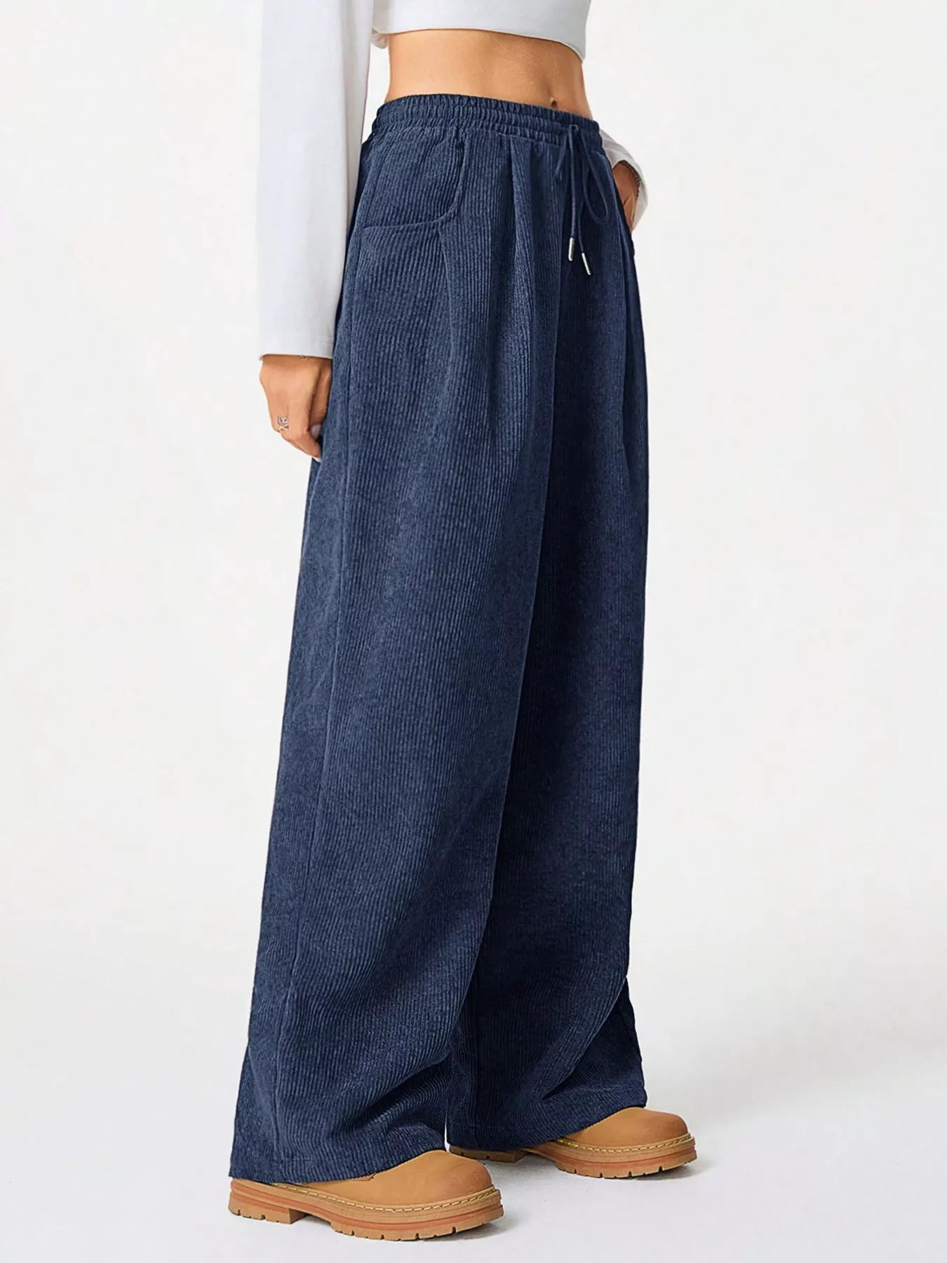 Casual Corduroy Wide Leg Pants